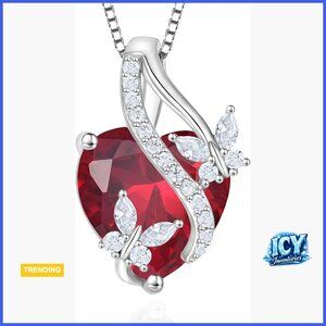 Sterling Silver Butterfly Infinity Heart Pendant Necklace with Gold Plated